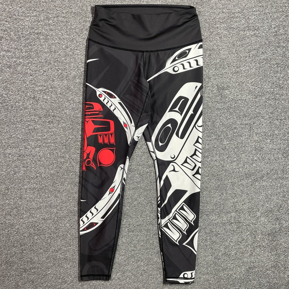 NoMiNoU Leggings Activewear Indigenous Print Black Red White Womens Small